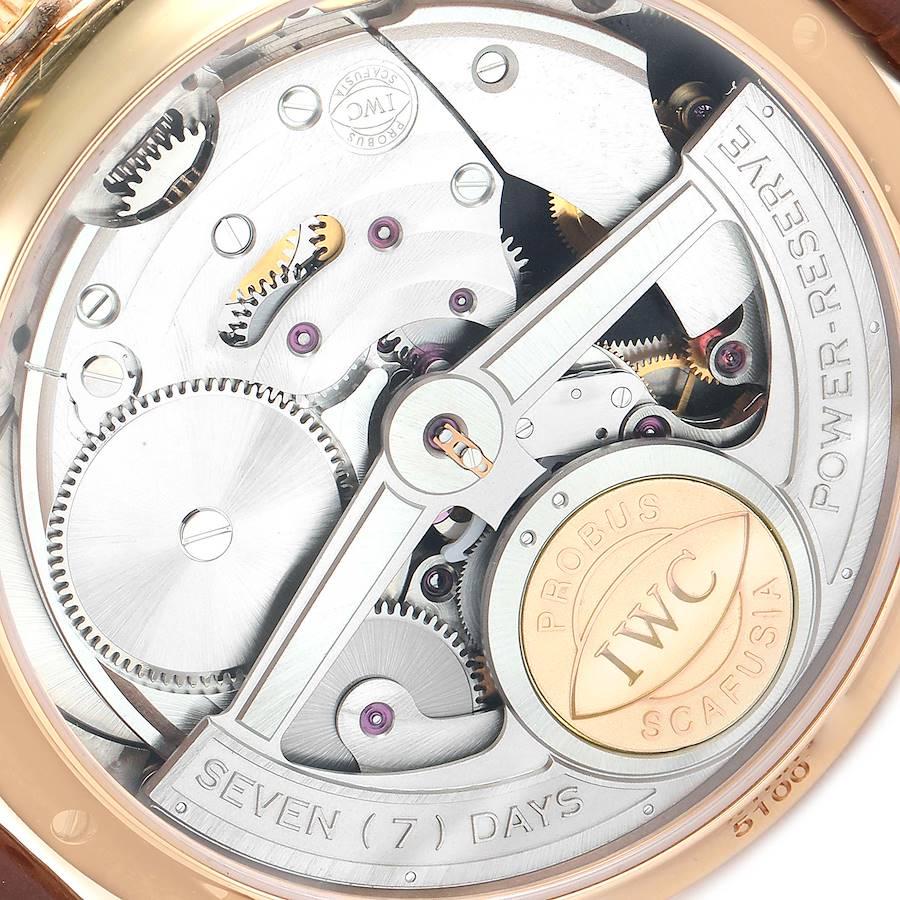 Montre IWC portugaise tourbillon Mystere rétrograde en or rose avec carte boîte IW504402 Excellent état - En vente à Atlanta, GA