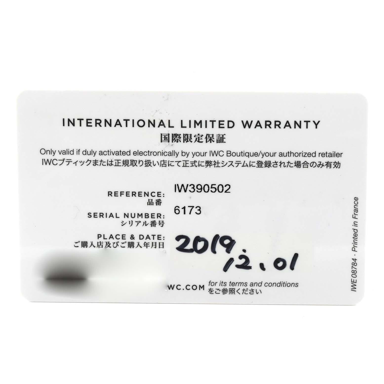 IWC Portuguese Yacht Club Chronograph Steel Mens Watch IW390502 Box Card For Sale 3