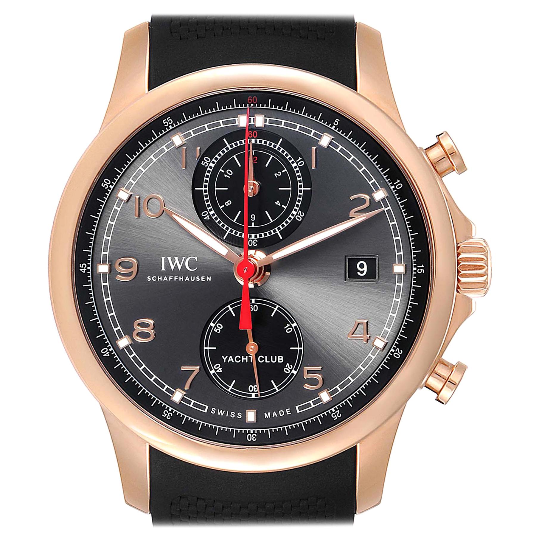 IWC Portuguese Yacht Club Rose Gold Chronograph Watch IW390209 Box Papers