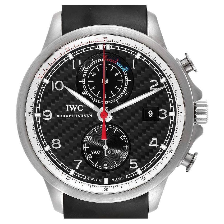 IWC Portugiesische Yacht Club Titan Kohlenstoff Zifferblatt Chronograph Uhr IW390212 im Angebot