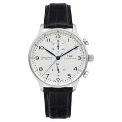 Used IWC Portugueser Chronograph Steel Silver Dial Automatic Mens Watch IW371446