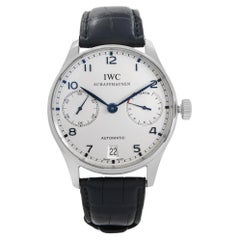 IWC Portuguieser 7 Tage Stahl Silber Zifferblatt Automatik Herrenuhr IW500107