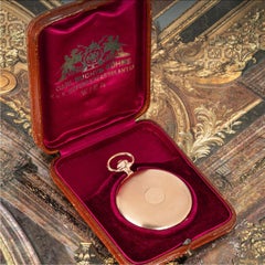 IWC Rose Gold Full Hunter Keyless Lever Pocket Watch C1900s