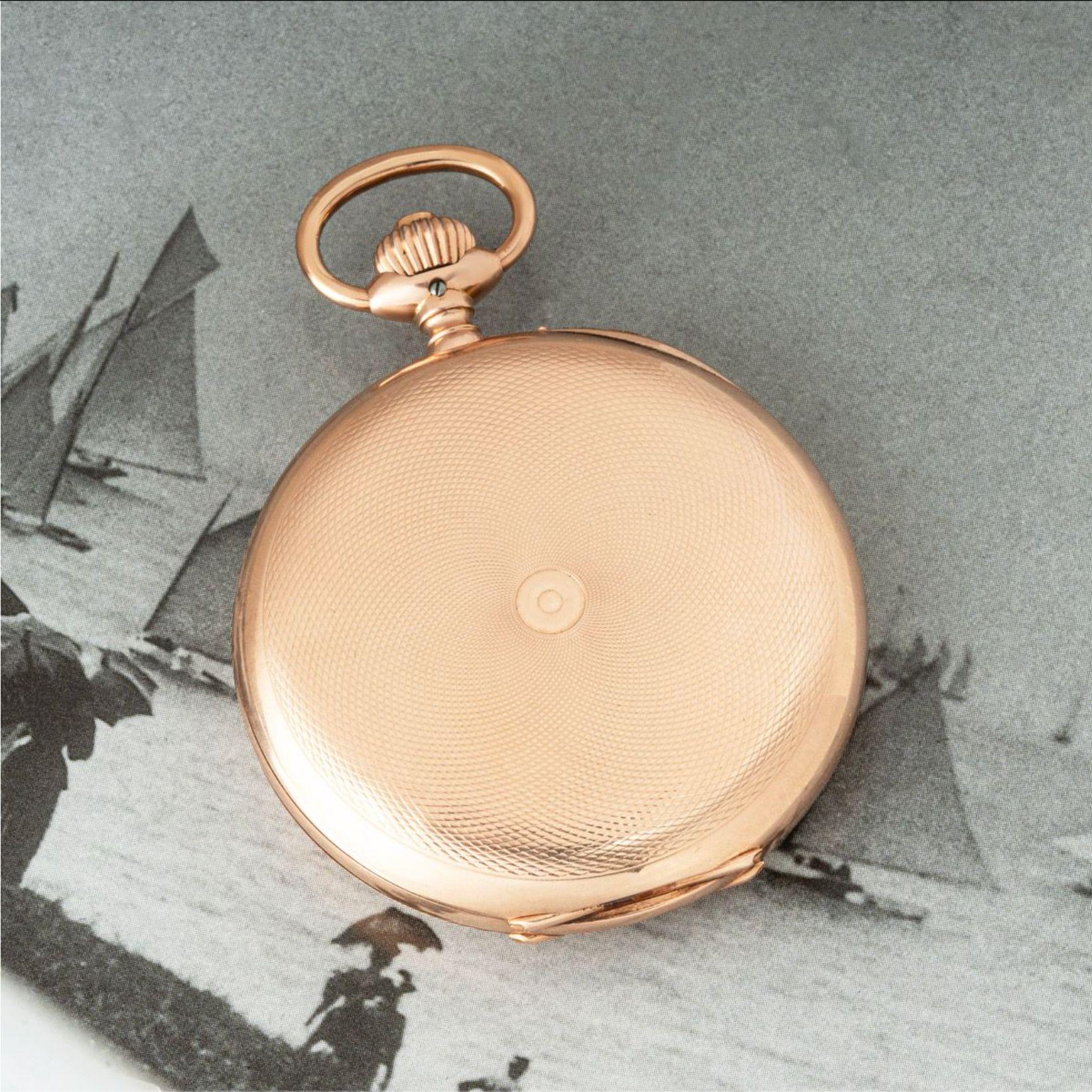 IWC Rose Gold Full Hunter Keyless Lever Pocket Watch C1900s 1