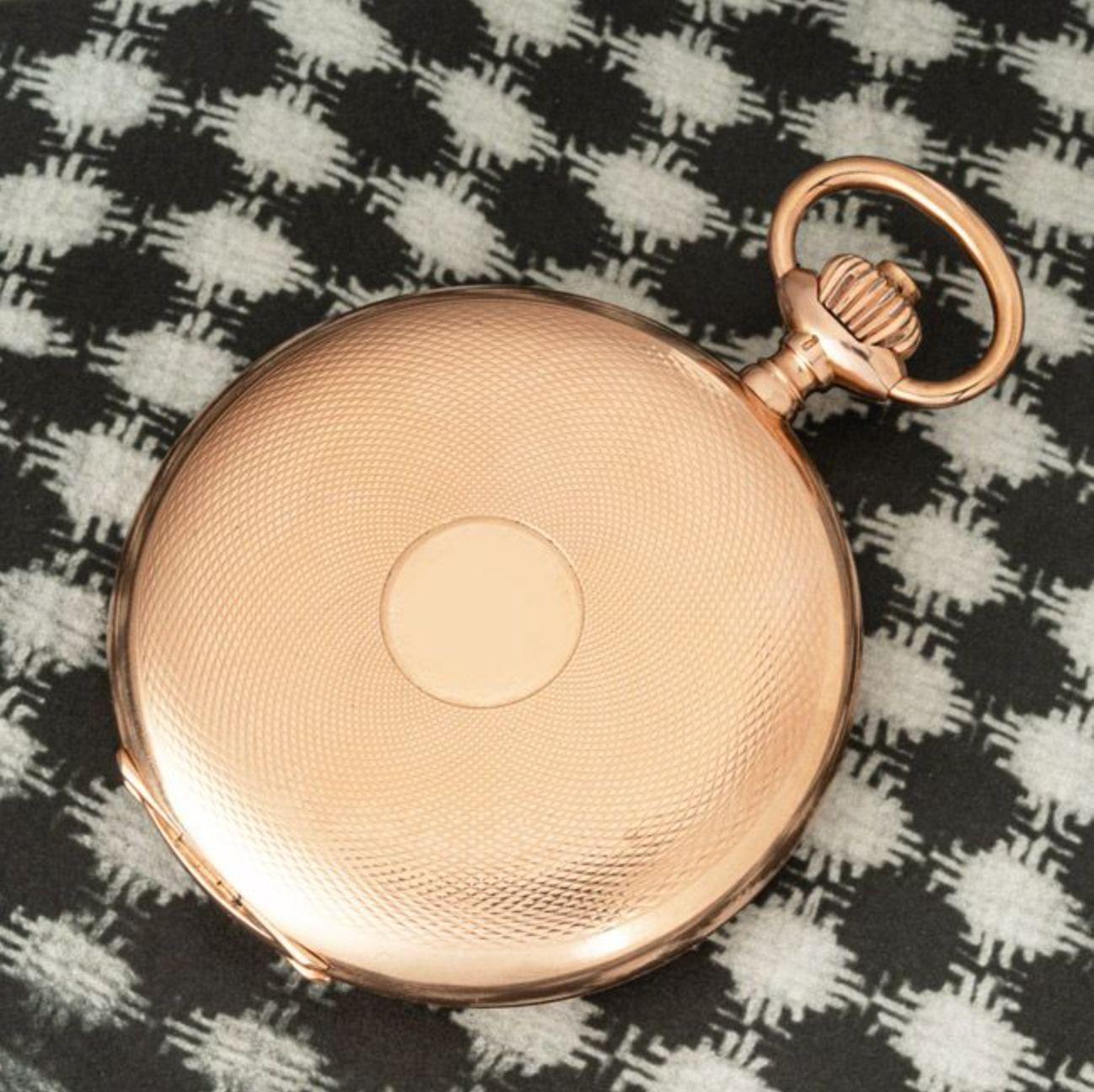 IWC Rose Gold Full Hunter Keyless Lever Pocket Watch C1900s For Sale 2