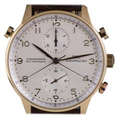 IWC Rose Gold Portuguese Chronograph Rattrapante Manual Wind Wristwatch