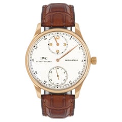 IWC Rose Gold Silver Dial Portuguese Regulateur Manual Wind Wristwatch
