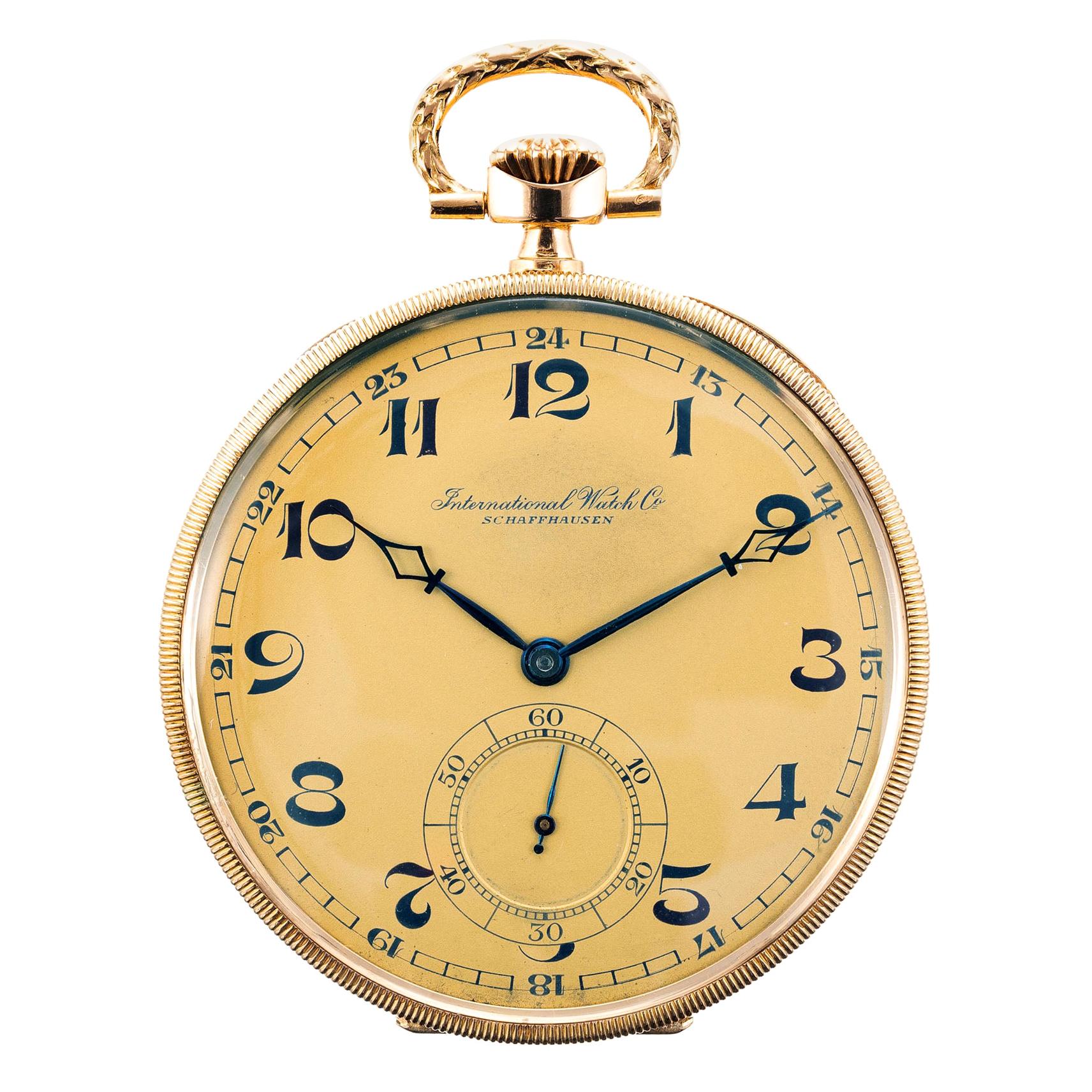 IWC Schaffhausen 14 Karat Gold Pocket Watch For Sale