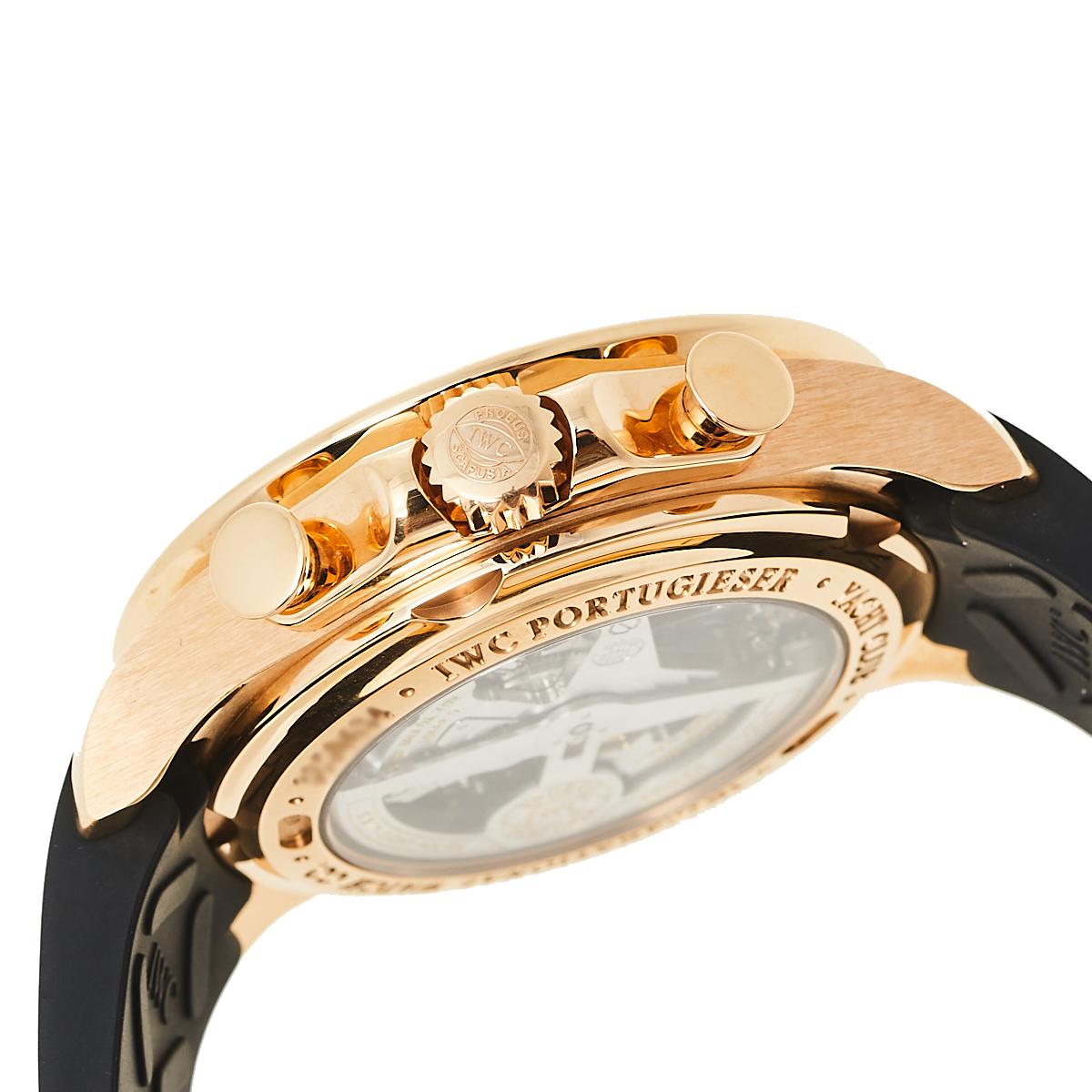 Contemporary IWC Schaffhausen 18K Rose Gold Rubber Portugieser Club Men's Wristwatch 45.40 MM
