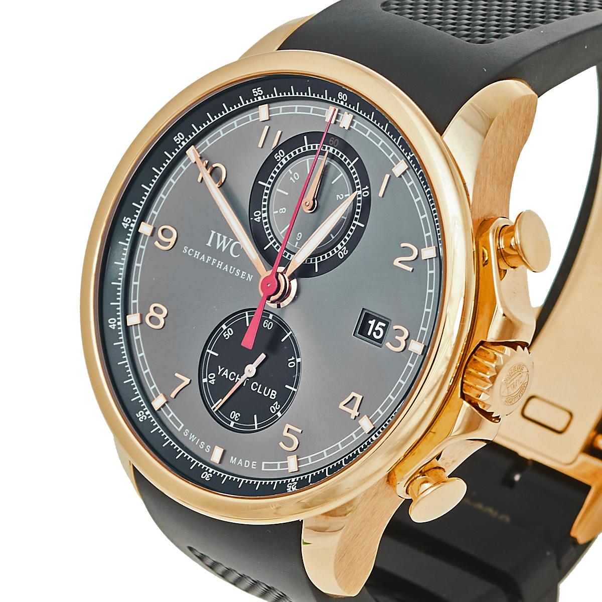IWC Schaffhausen 18K Rose Gold Rubber Portugieser Club Men's Wristwatch 45.40 MM 1