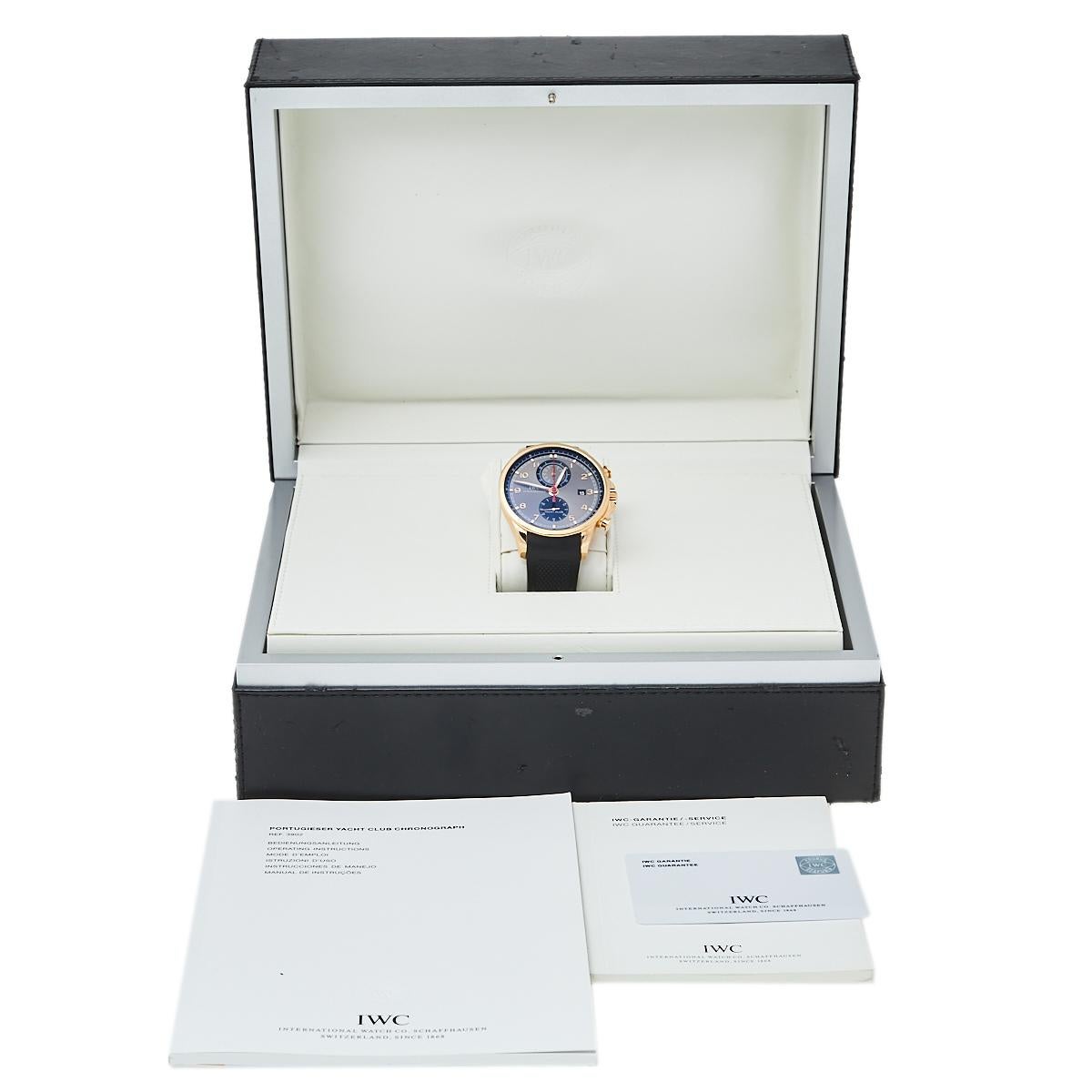 IWC Schaffhausen 18K Rose Gold Rubber Portugieser Club Men's Wristwatch 45.40 MM 3