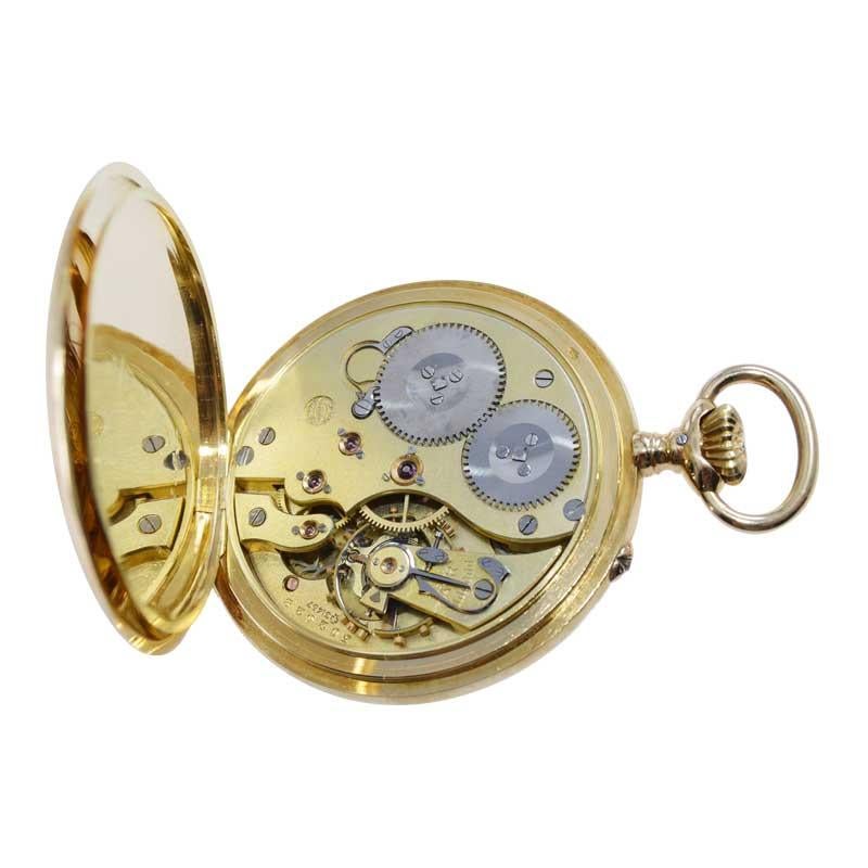 I.W.C. Schaffhausen 18Kt. Yellow Gold Open Faced Pocket Watch, Circa 1910 In Excellent Condition In Long Beach, CA