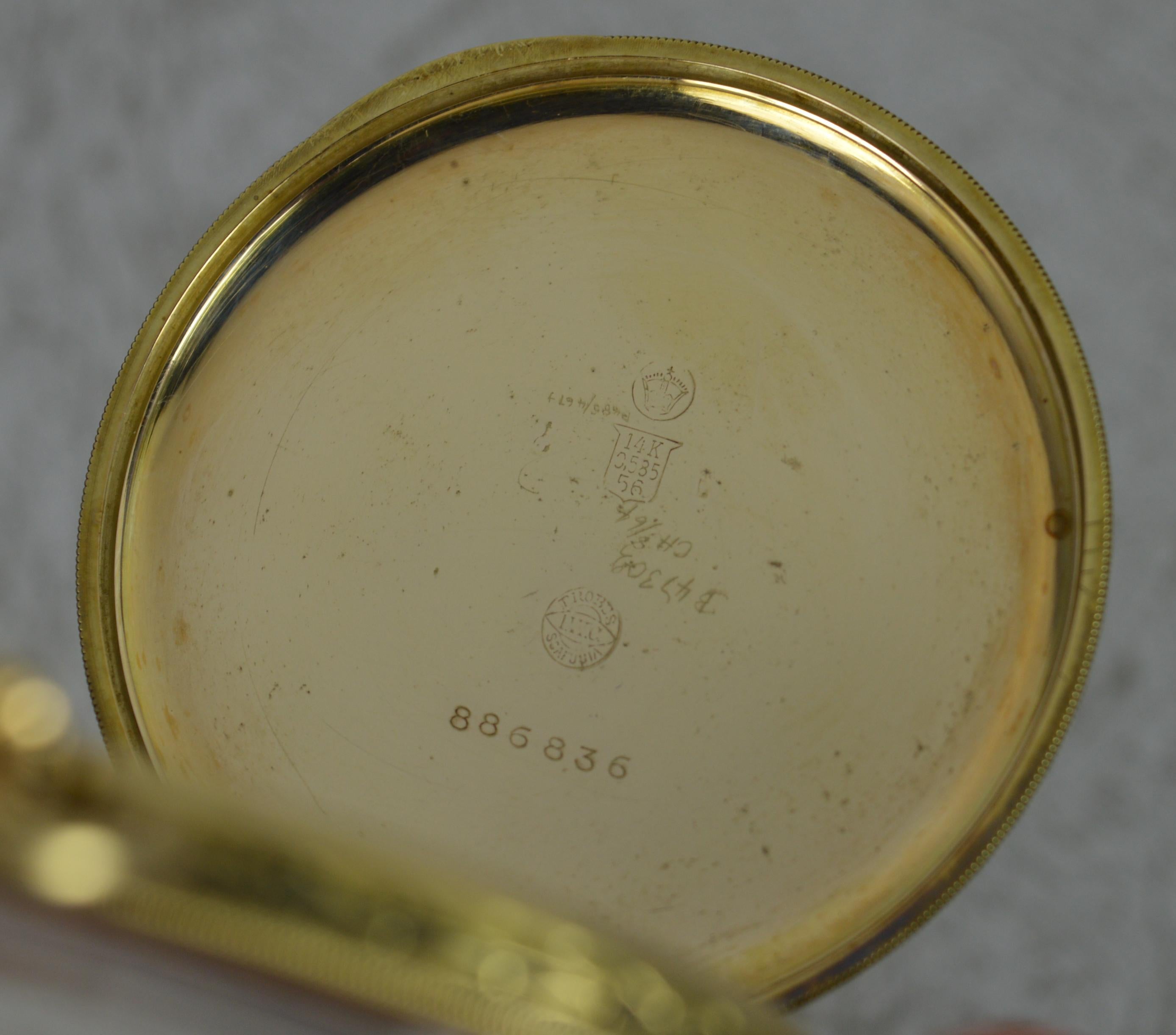 Women's IWC Schaffhausen Art Deco Solid 14 Carat Gold Pocket Watch, Working