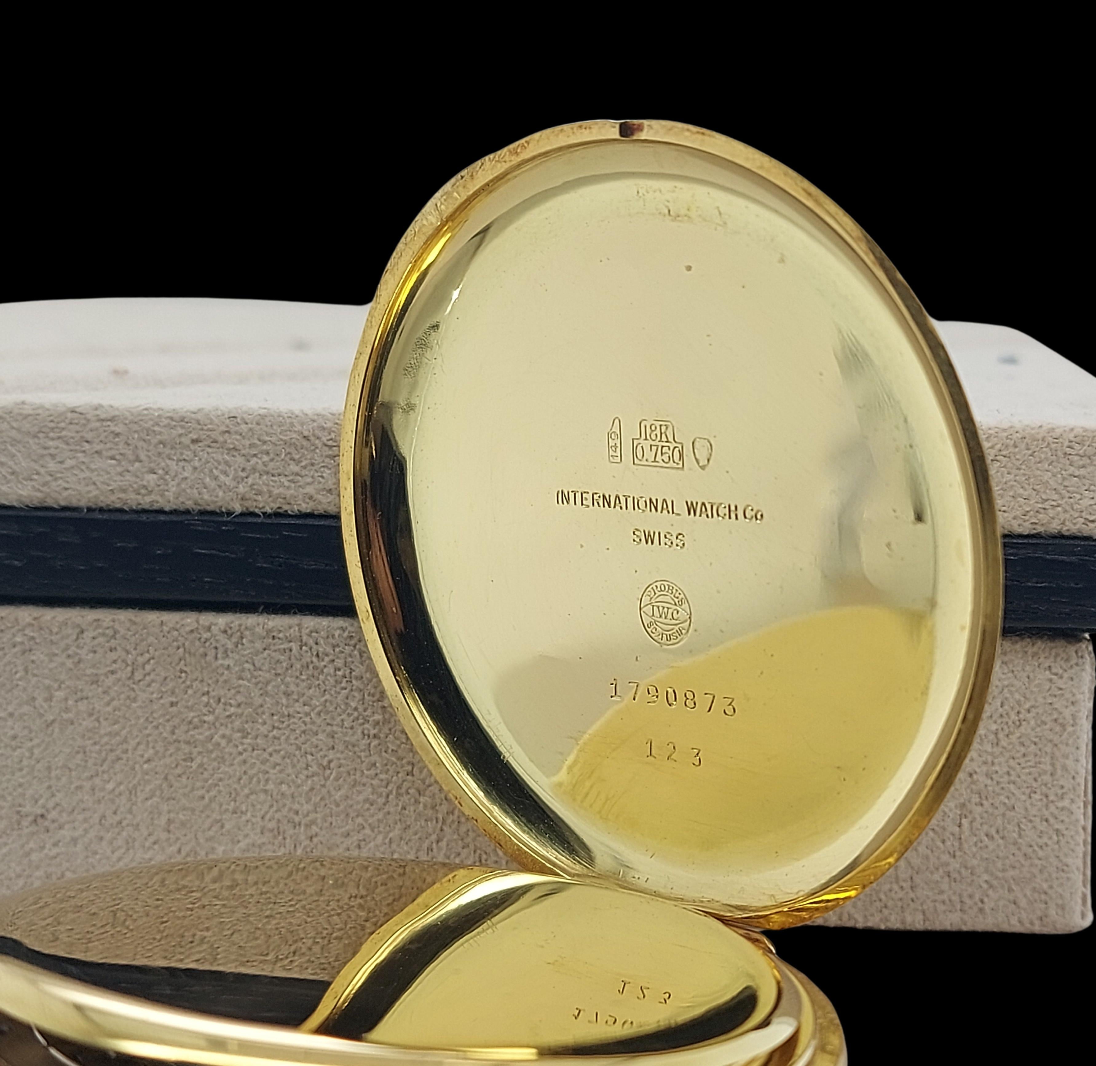 IWC Schaffhausen Asprey Savonette/Hunting Case Pocket Watch 18 Kt Gold For Sale 3