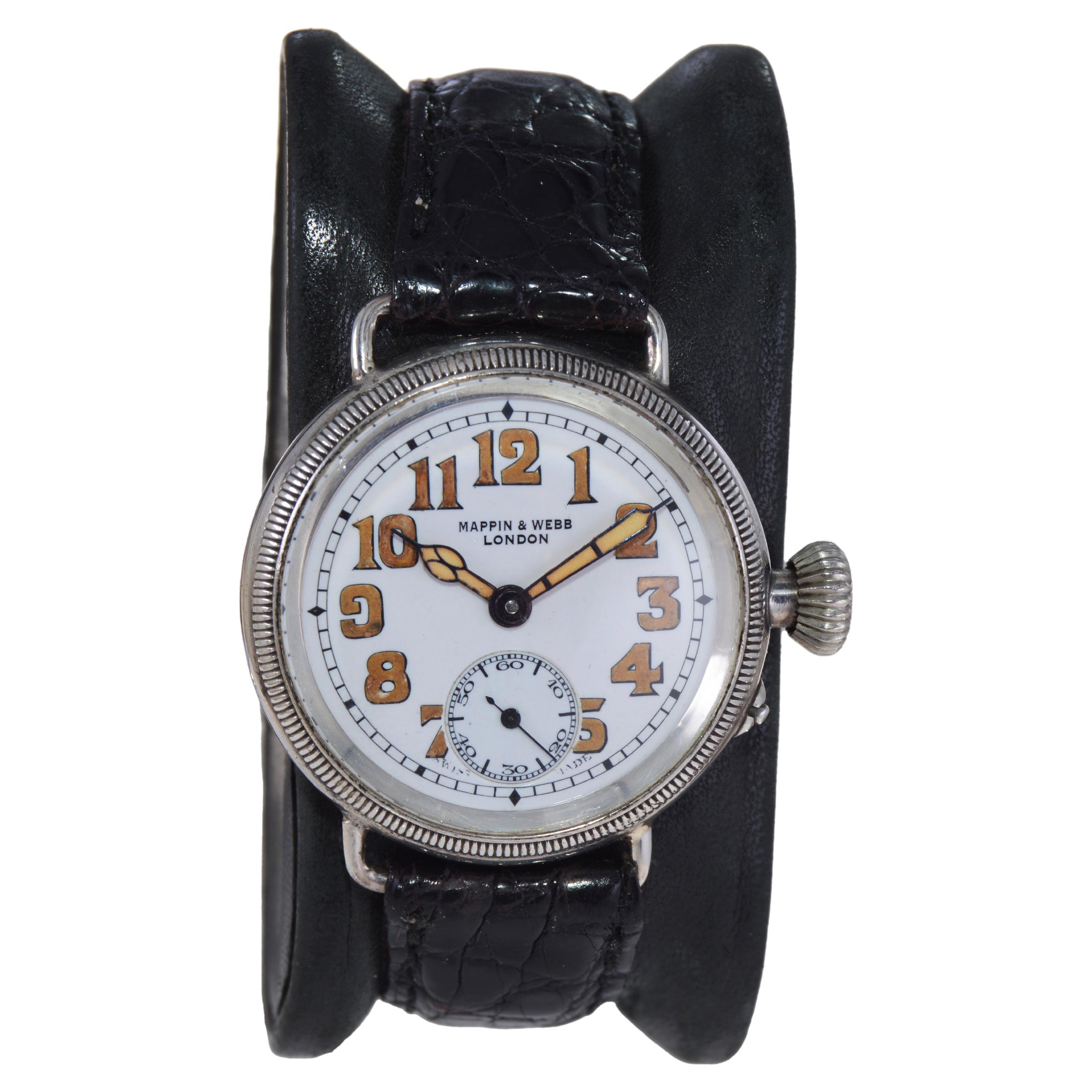 Montre manuelle de style campagne en argent sterling IWC Schaffhausen pour Mappin & Webb en vente