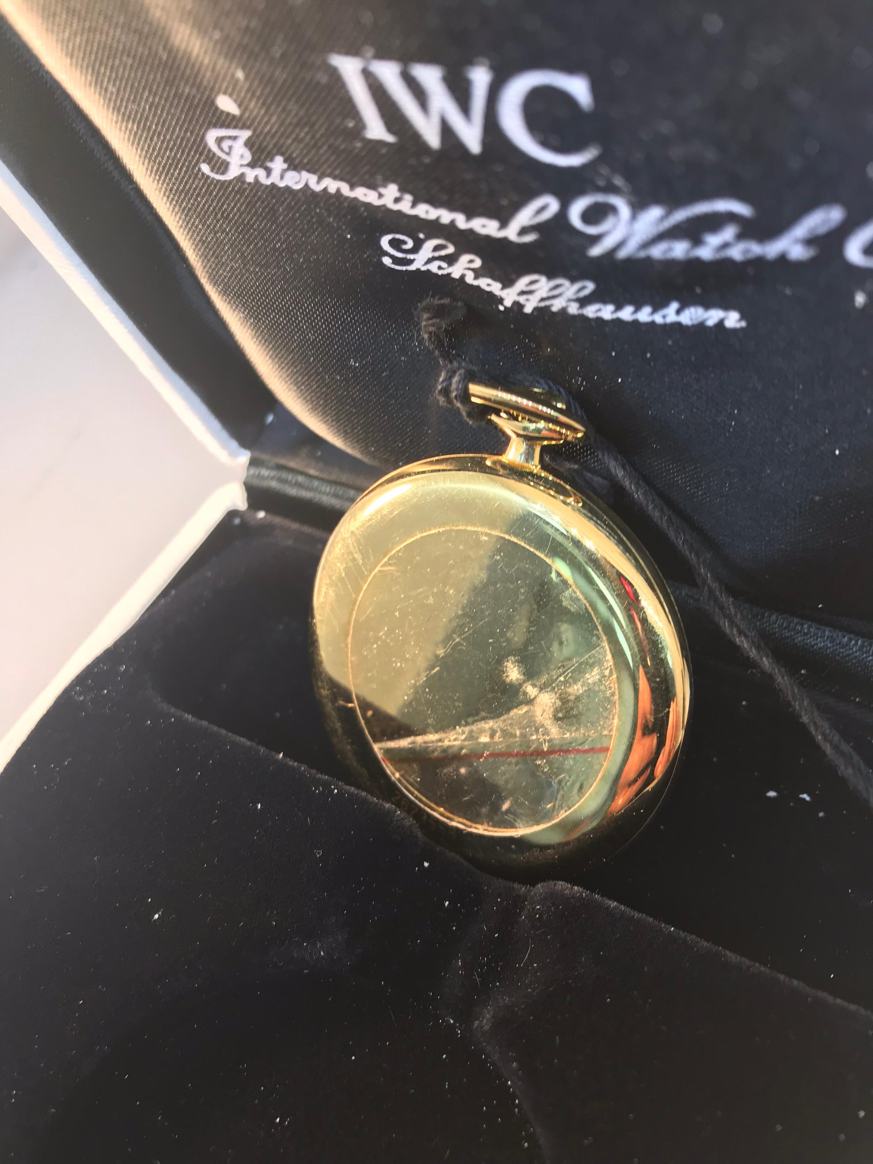 IWC Schaffhausen Lepine Yellow Gold White Dial Pocket Watch Men's Watch 5201-001 For Sale 8