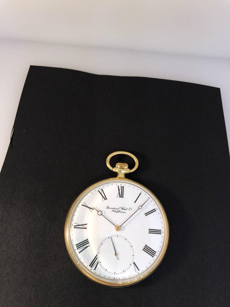 IWC Schaffhausen Lepine Yellow Gold White Dial Pocket Watch Men's Watch