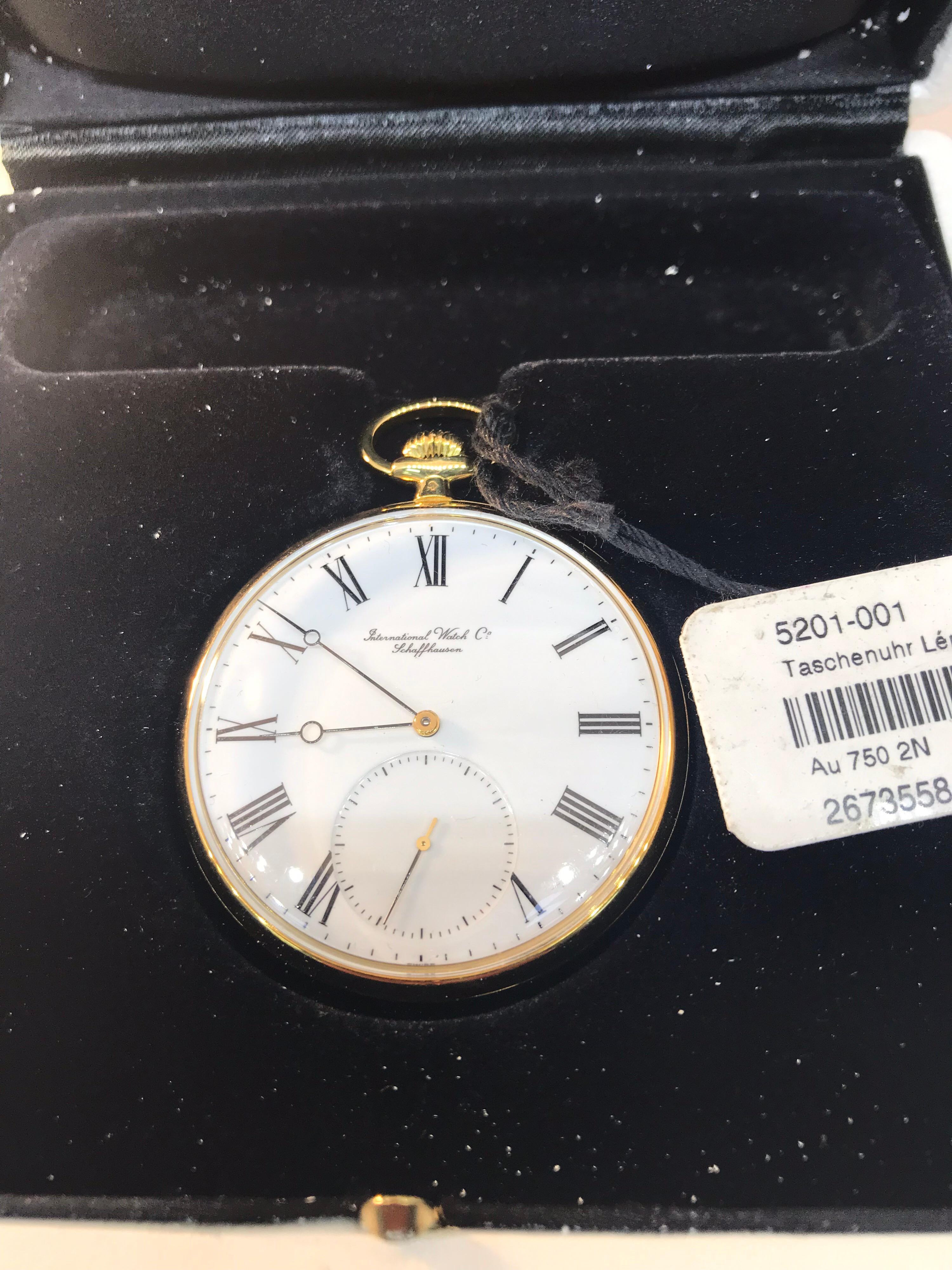 IWC Schaffhausen Lepine Yellow Gold White Dial Pocket Watch Men's Watch 5201-001 For Sale 2