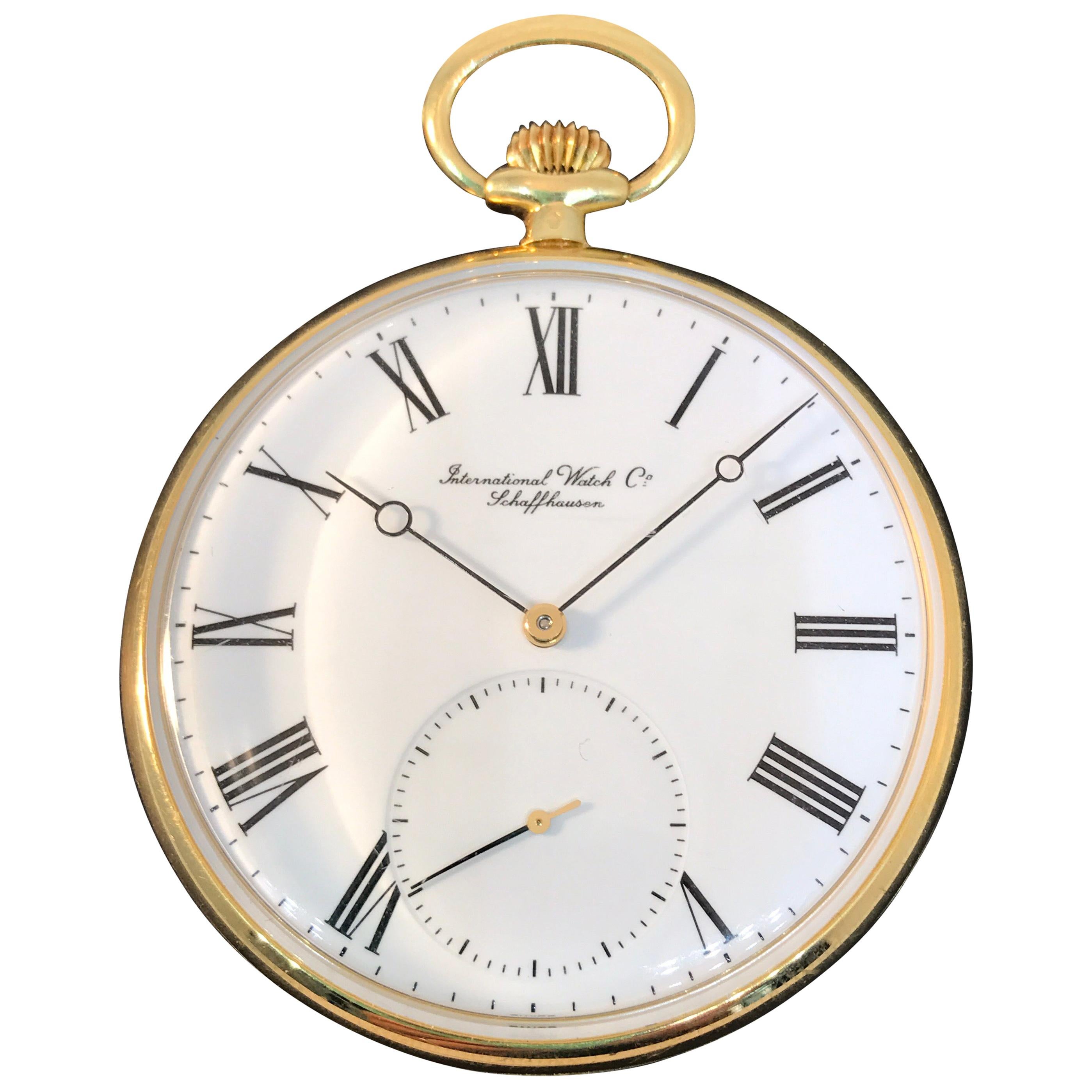 IWC Schaffhausen Lepine Yellow Gold White Dial Pocket Watch Men's Watch 5201-001 For Sale