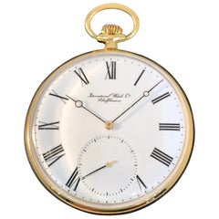 Retro IWC Schaffhausen Lepine Yellow Gold White Dial Pocket Watch Men's Watch 5201-001