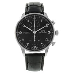 Used IWC Schaffhausen Portugieser Black Arabic Dial Steel Automatic Watch IW371447