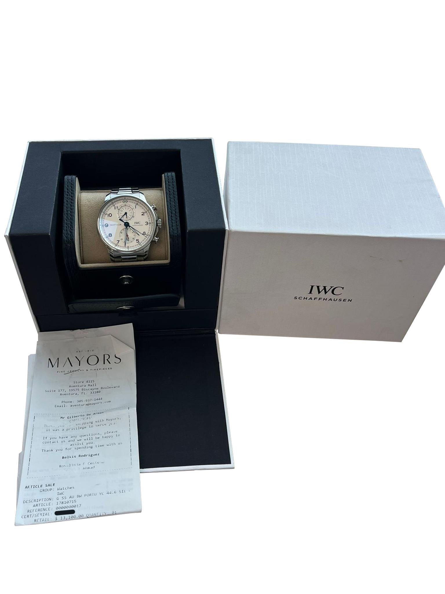 Modernist IWC Schaffhausen Portugieser Yacht Club Chronograph 44mm Watch IW390702 For Sale