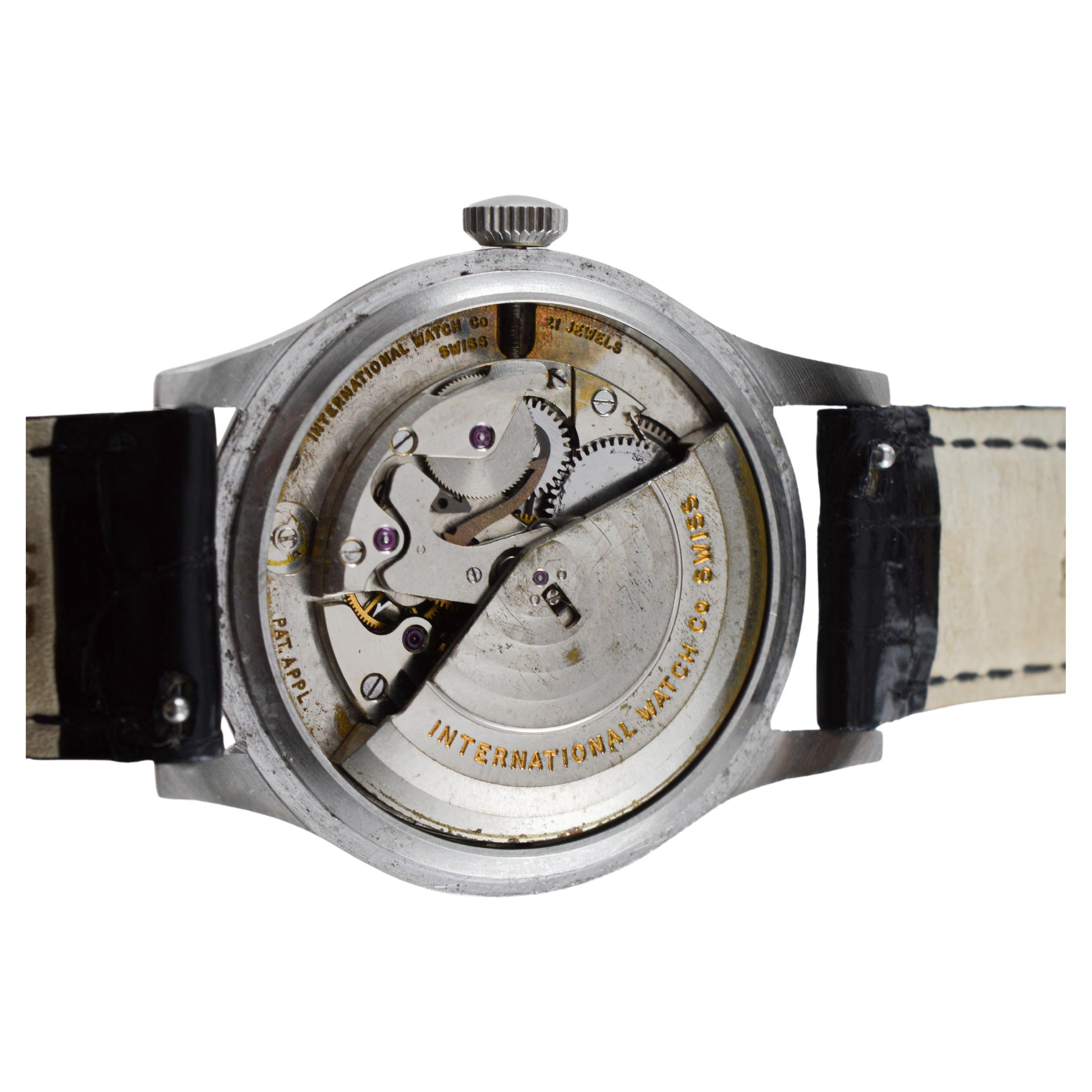I.W.C. Schaffhausen Steel High Grade Automatic Watch, circa 1940s en venta 8