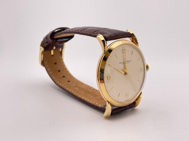IWC Schaffhausen Vintage 18K Yellow Gold Watch Leather Band at 1stDibs