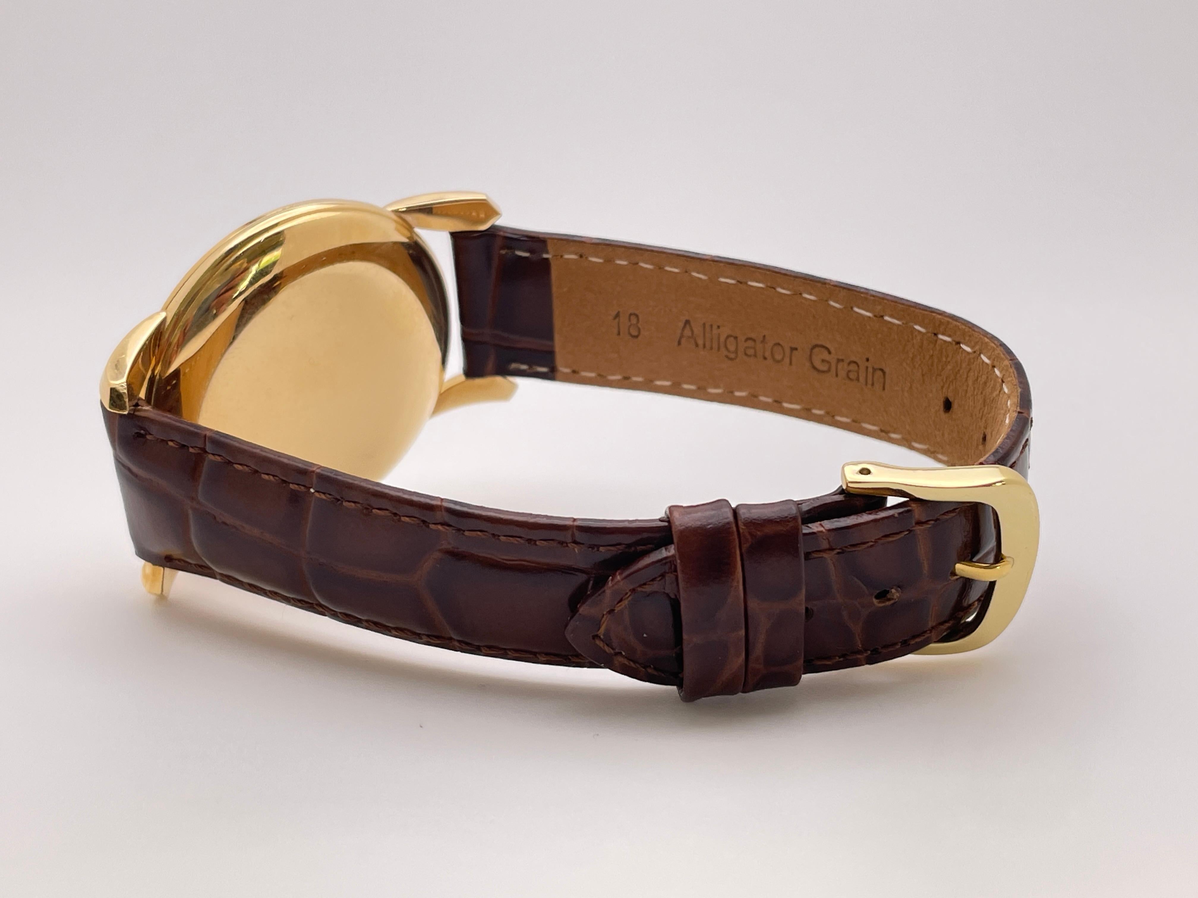 IWC Schaffhausen Vintage 18K Yellow Gold Watch Leather Band For Sale 7