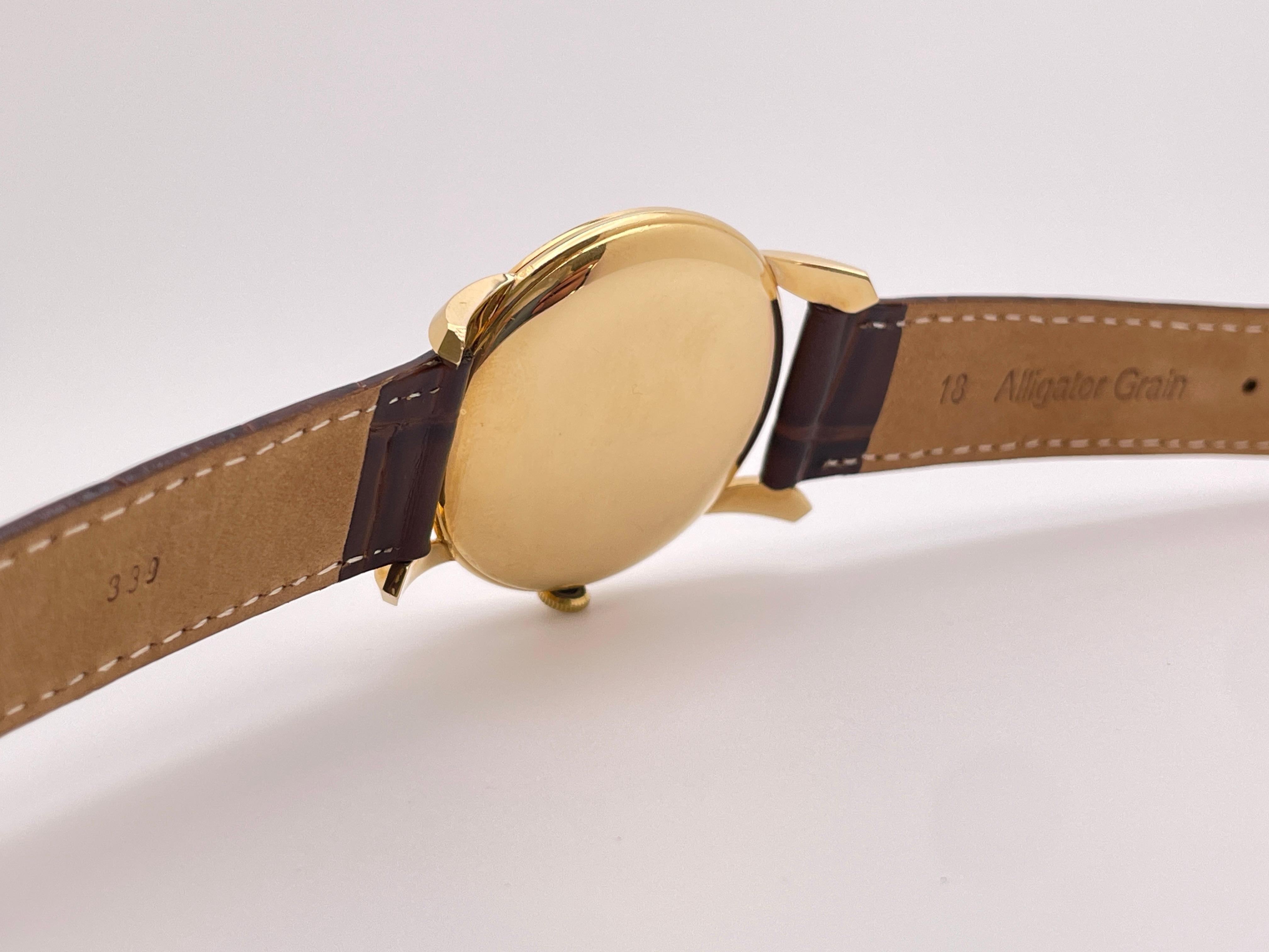 IWC Schaffhausen Vintage 18K Yellow Gold Watch Leather Band For Sale 4