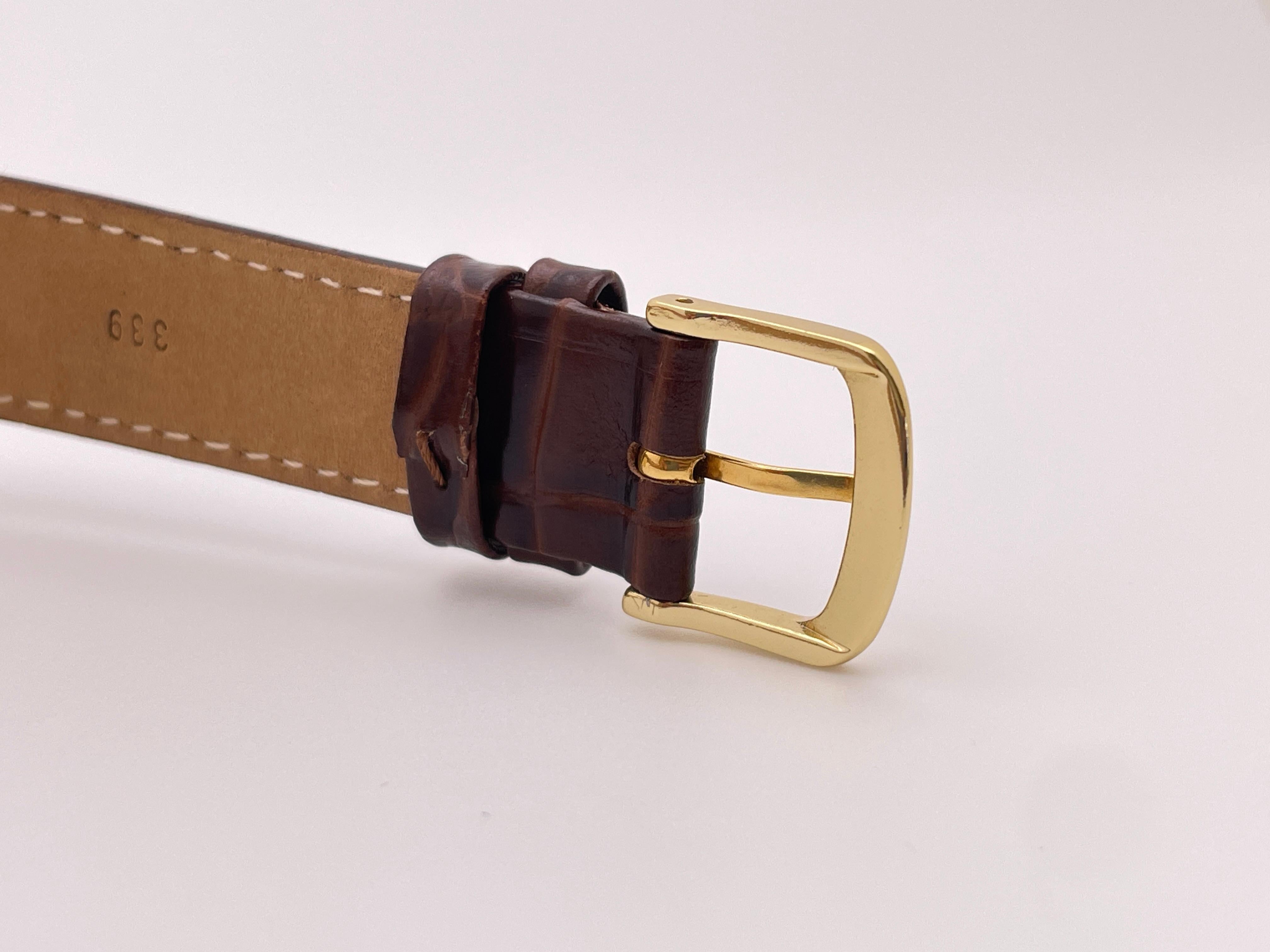 IWC Schaffhausen Vintage 18K Yellow Gold Watch Leather Band For Sale 5
