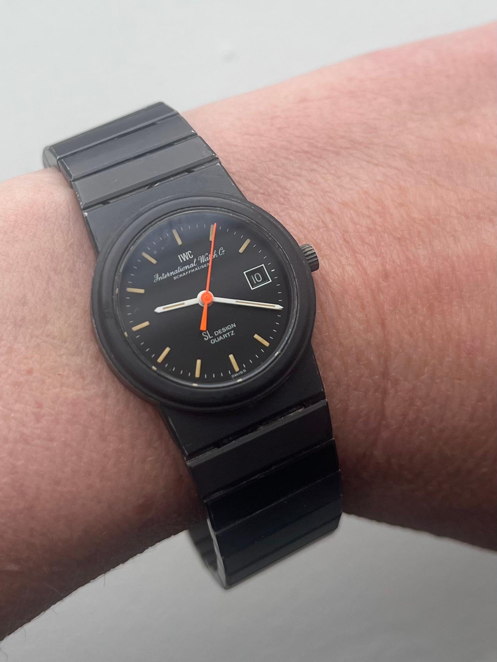 IWC SL Design Ladies Quartz Wristwatch, 26mm Case, Black Titanium, c 1985. For Sale 2