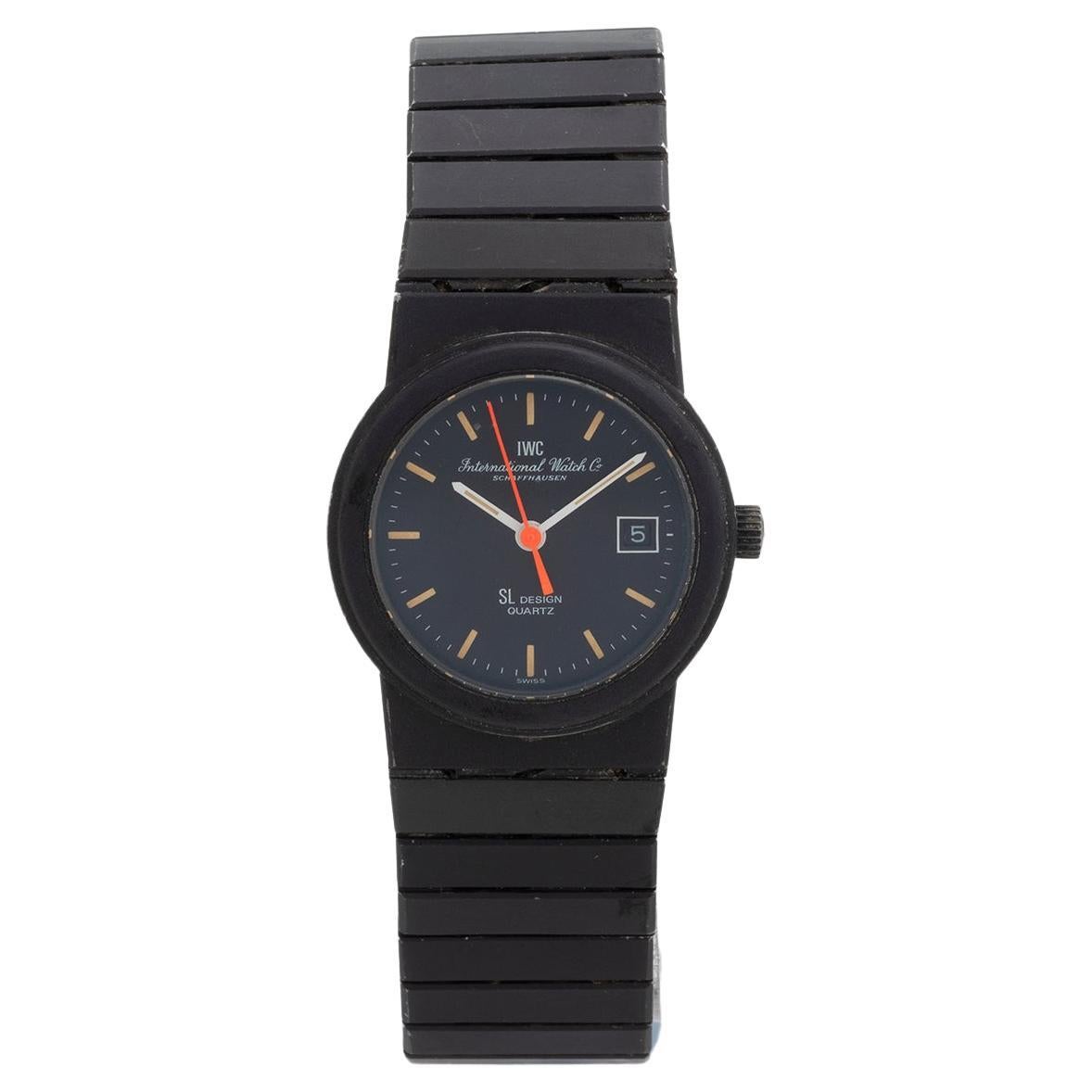 IWC SL Design Ladies Quartz Wristwatch, 26mm Case, Black Titanium, c 1985.