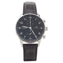 IWC Stainless Steel Alligator Leather Portugieser Men's Wristwatch 40.90 mm