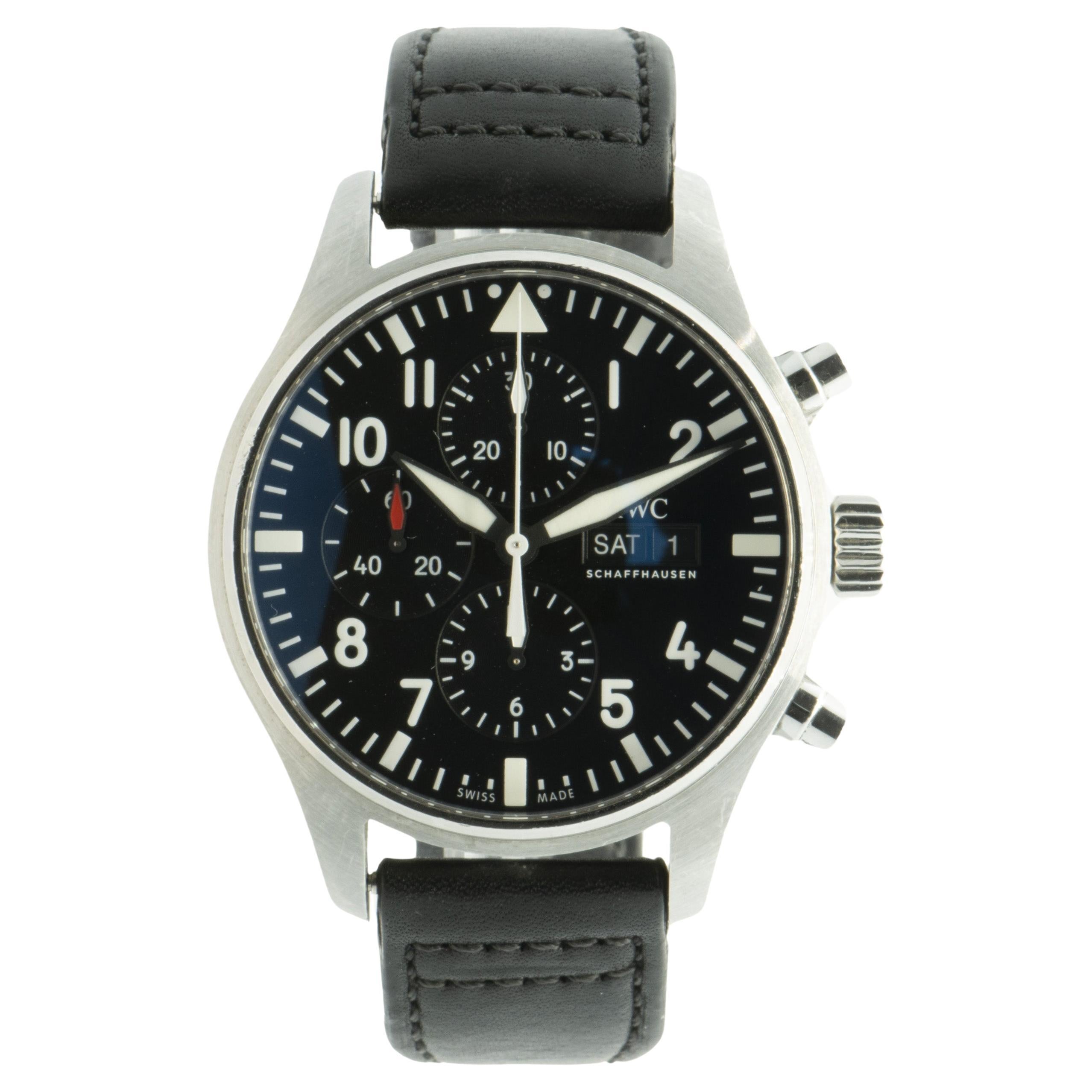 IWC Stainless Steel Pilots Watch Chronograph For Sale
