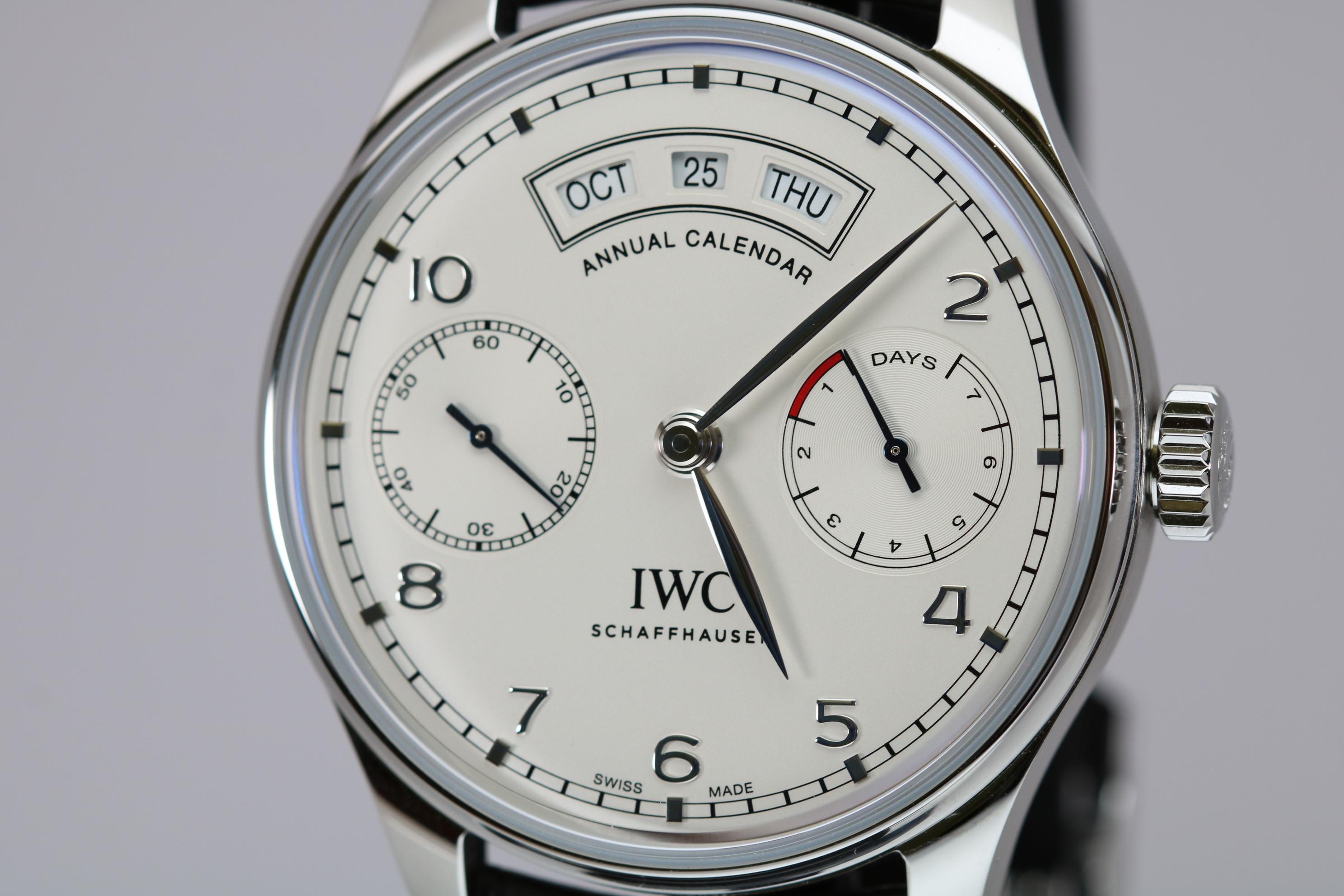 IWC Stainless Steel Portuguese Annual Calendar Ref IW503501 Box and Papers 1
