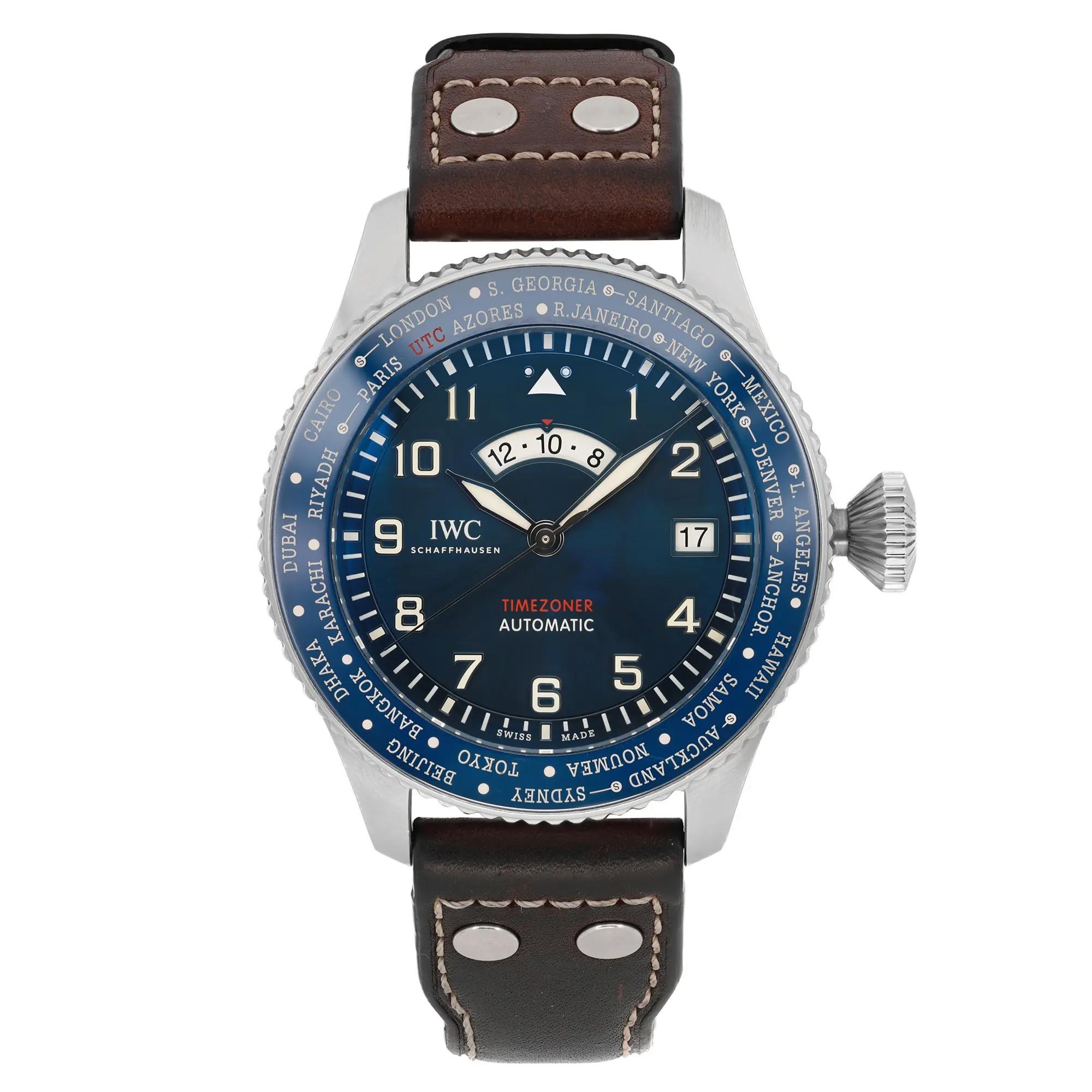 IWC Timezoner Le Petit Prince Edition Acier Cadran Bleu Hommes Montre limitée IW395503 en vente