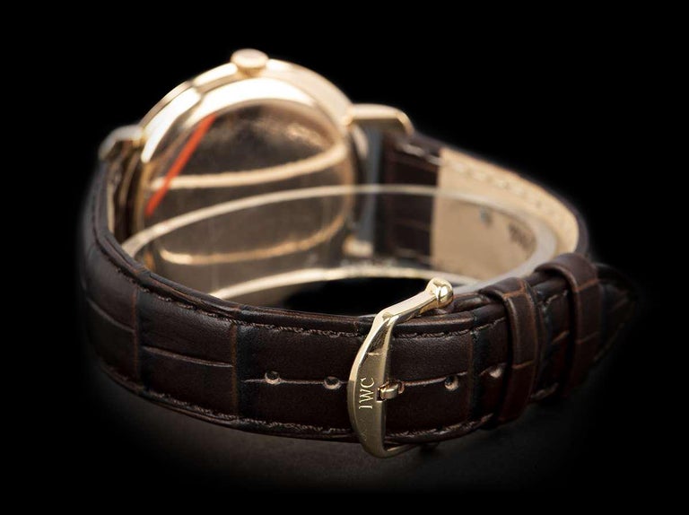 IWC Vintage Men's Wristwatch 18k Rose Gold Silver Dial For Sale 2
