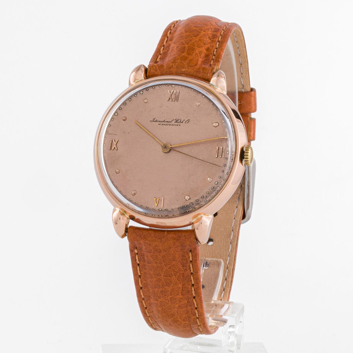 Contemporary IWC Vintage Rose gold case and Pink dial For Sale