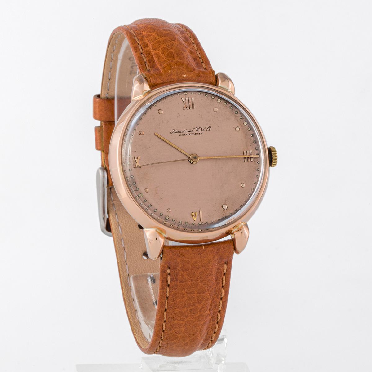Men's IWC Vintage Rose gold case and Pink dial For Sale
