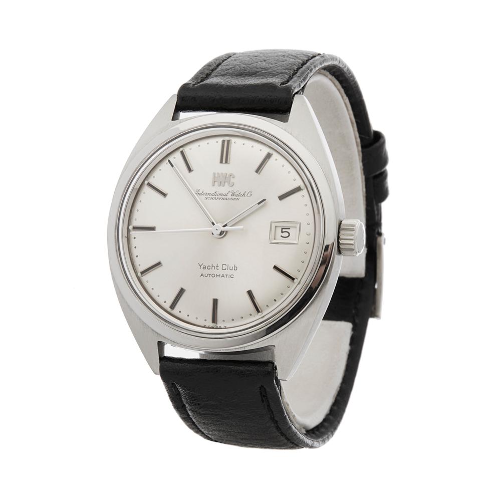 Reference: COM1357
Manufacturer: IWC
Model: Yacht Club
Model Reference: R 811 AD
Age: Circa 1964
Gender: Men's
Box and Papers: Box Only
Dial: Silver Baton
Glass: Plexiglass
Movement: Automatic
Water Resistance: Not Recommended for Use in Water
Case: