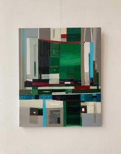 A green one. Geometrical Abstract Oil Painting, Polish artist