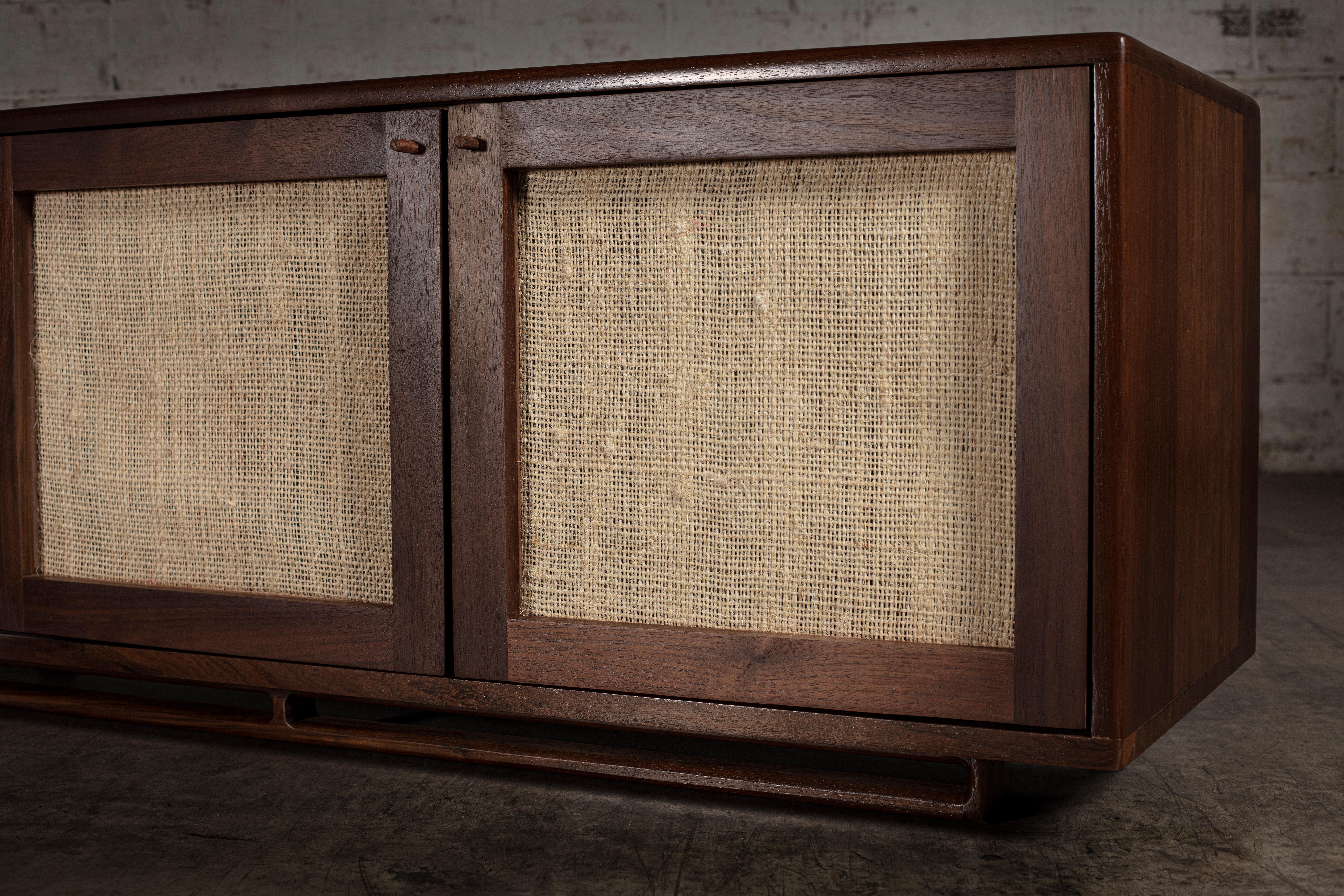 Modern Ixtle Credenza in Solid Oak & Mexican Ixtle Cane by No Age Studio For Sale