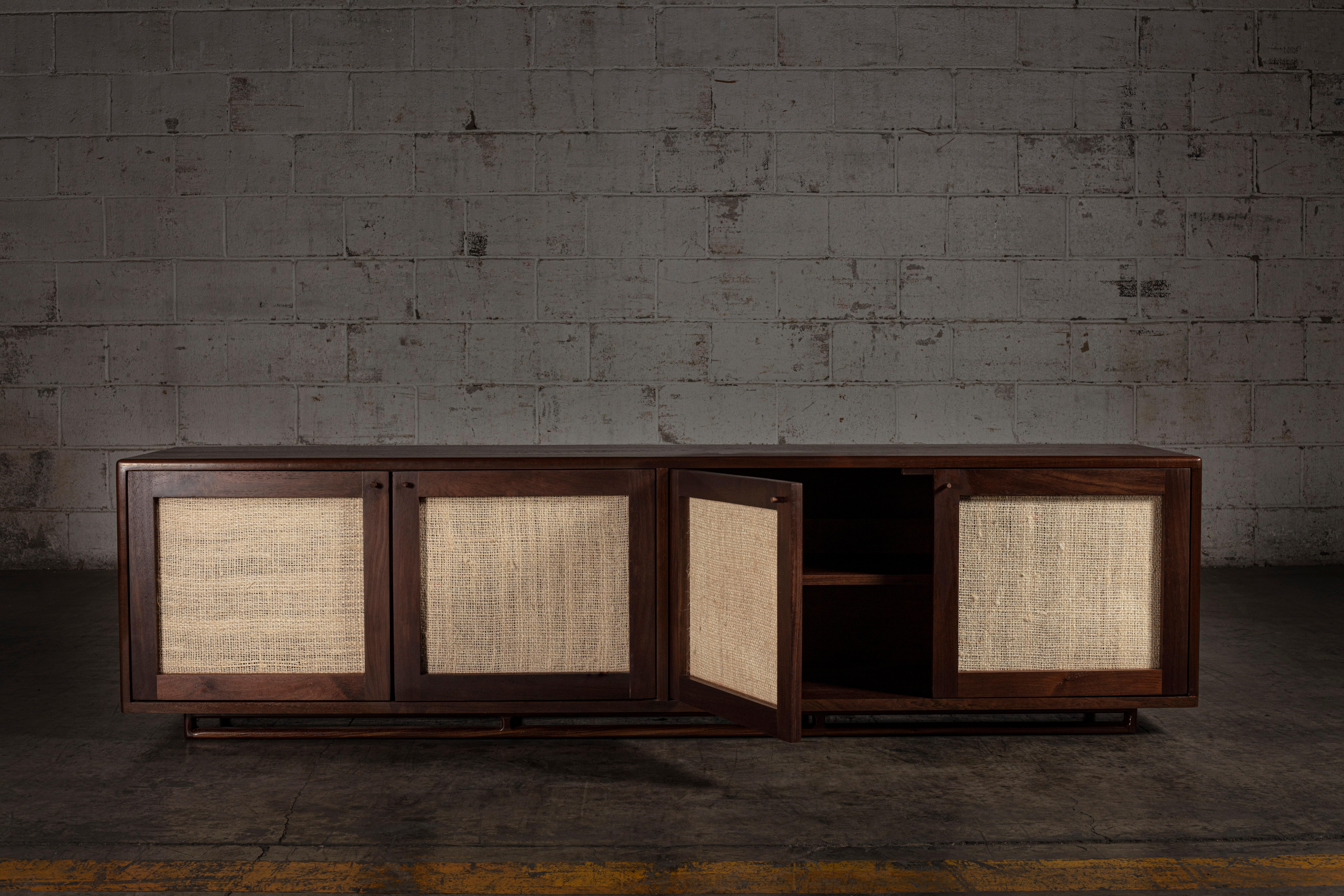 Contemporary Ixtle Credenza in Solid Oak & Mexican Ixtle Cane by No Age Studio For Sale