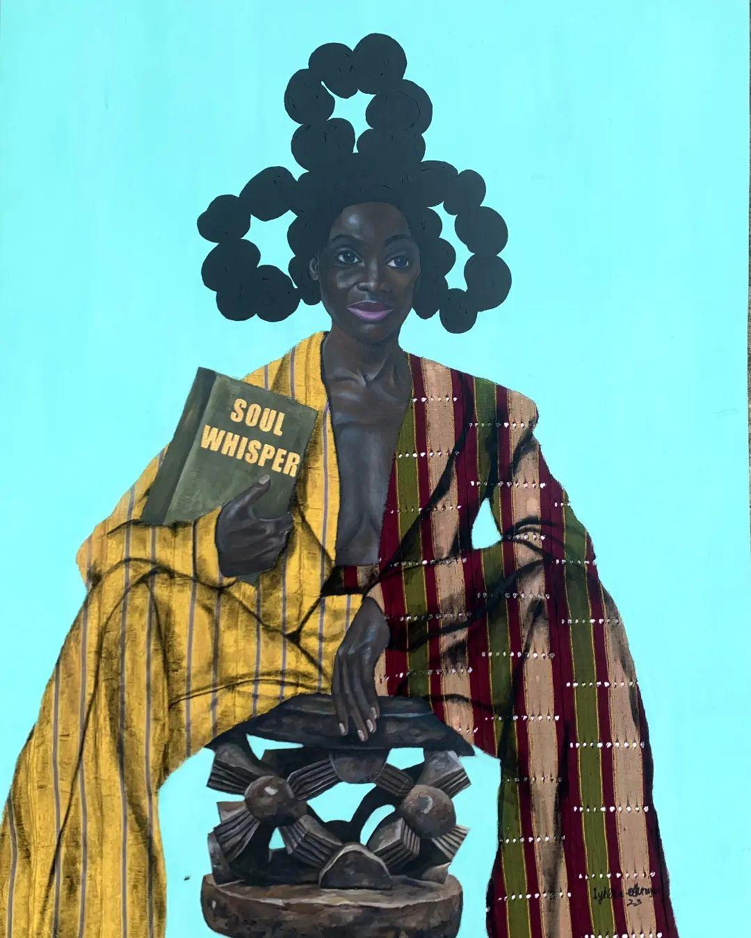 Raíces de la identidad 1 - Figurative Painting Azul de Iyiola Odunayo