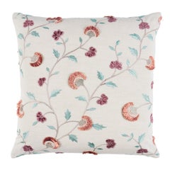 Iyla Embroidery Pillow in Rose & Natural 18 x 18"