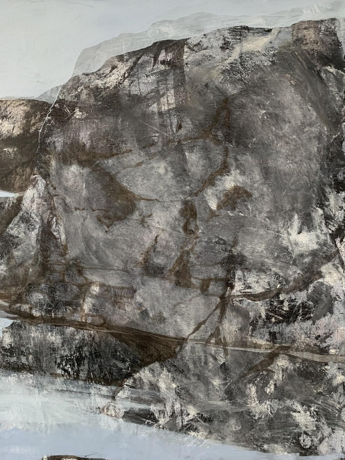 Peinture de paysage acrylique contemporaine de la côte nord - Paysage, paysage aquatique, art polonais - Gris Figurative Painting par Izabela Kita