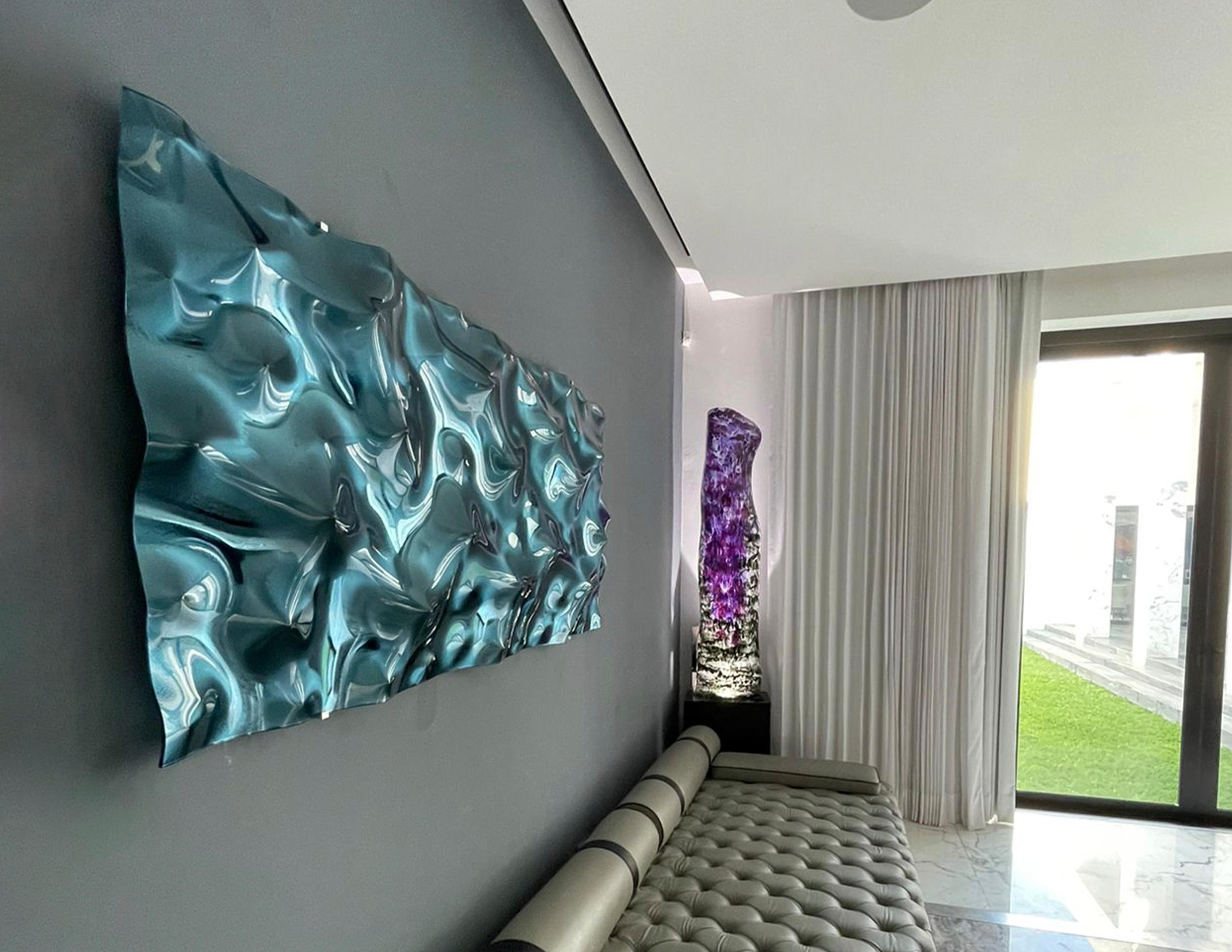 Izdatglaz Große rechteckige Wandde Wanddekoration aus farbigem Glas von Orfeo Quagliata im Angebot 2