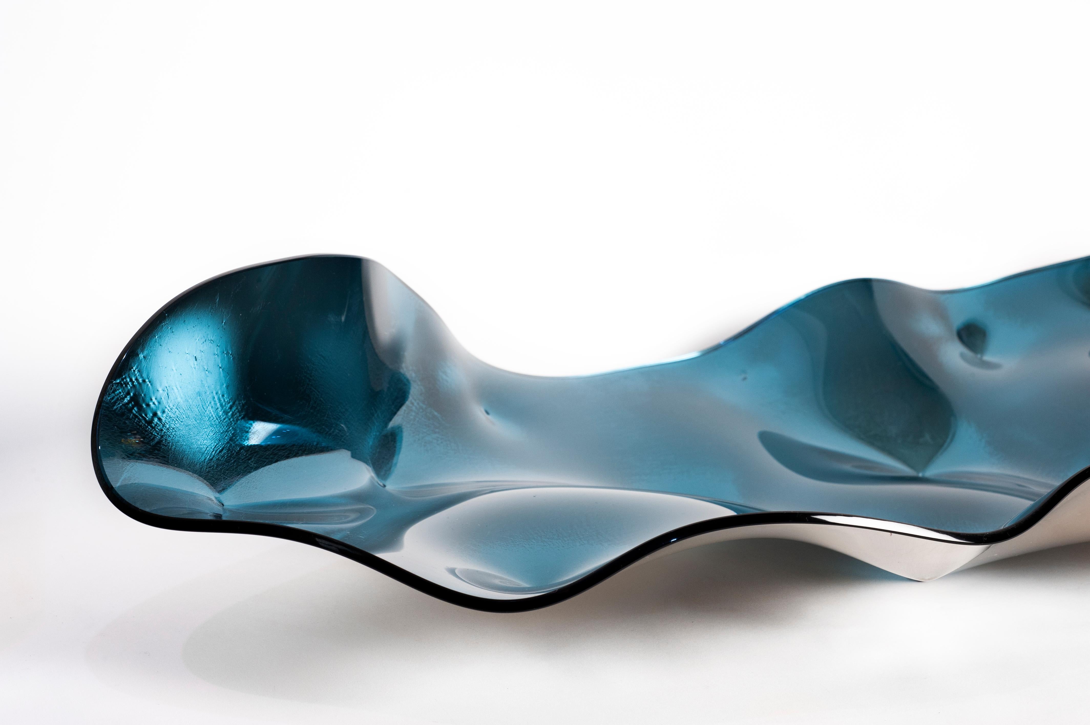 Modern Izdatglaz Oval Long Color Glass Decorative Centerpiece by Orfeo Quagliata For Sale