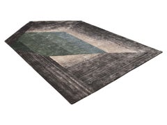 IZEL Hand Tufted Modern Shaped Silk Rug in Smoke Green Colour by Hands